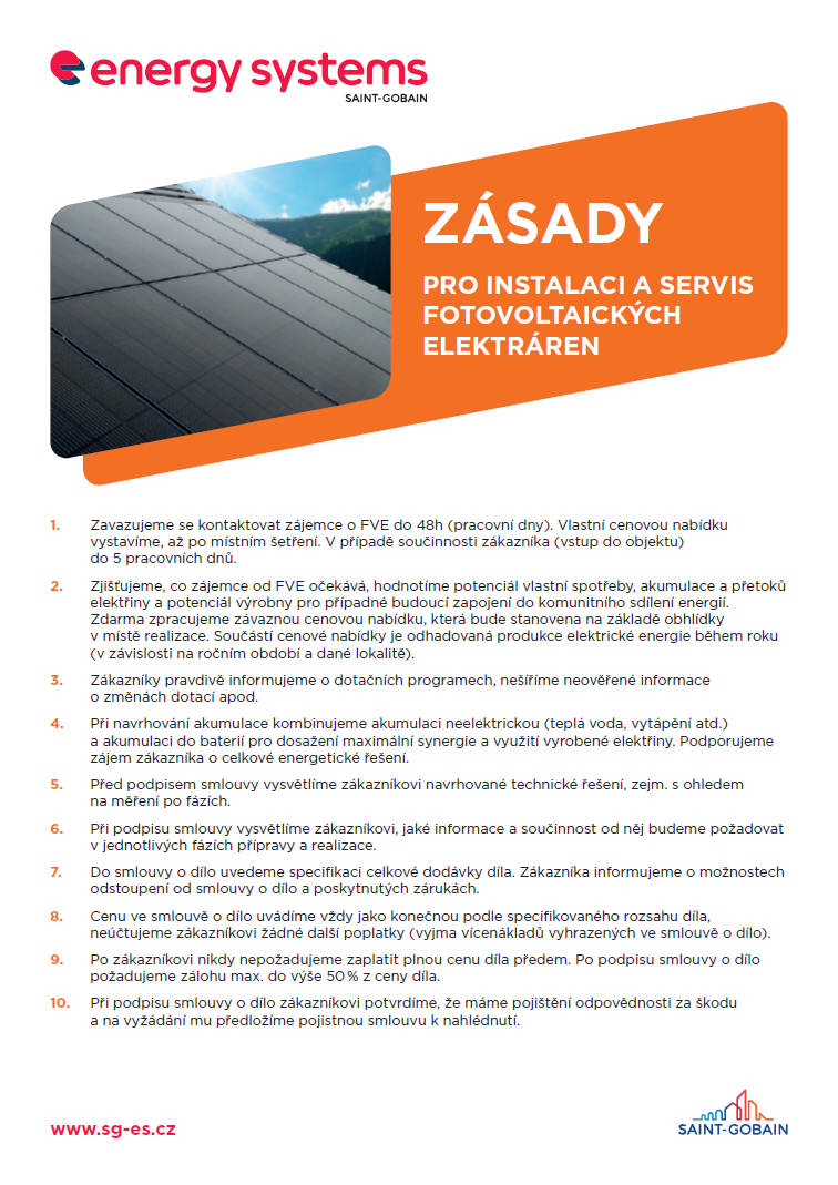 Zásady instalace a servisu FVE