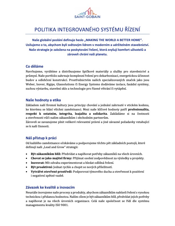 Politika integrovaného systému řízení